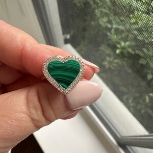 Malachite Diamond Ring Size 6